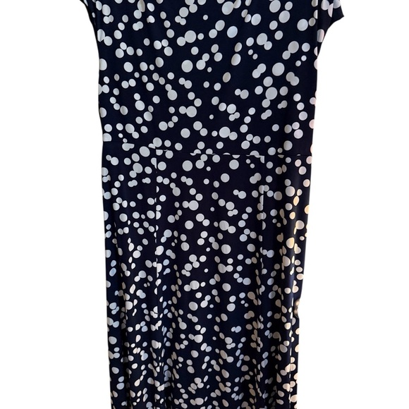 GLAMOUR Navy Polka Dot Midi Dress | Surplice V-Neck | Size Medium - Picture 6 of 9